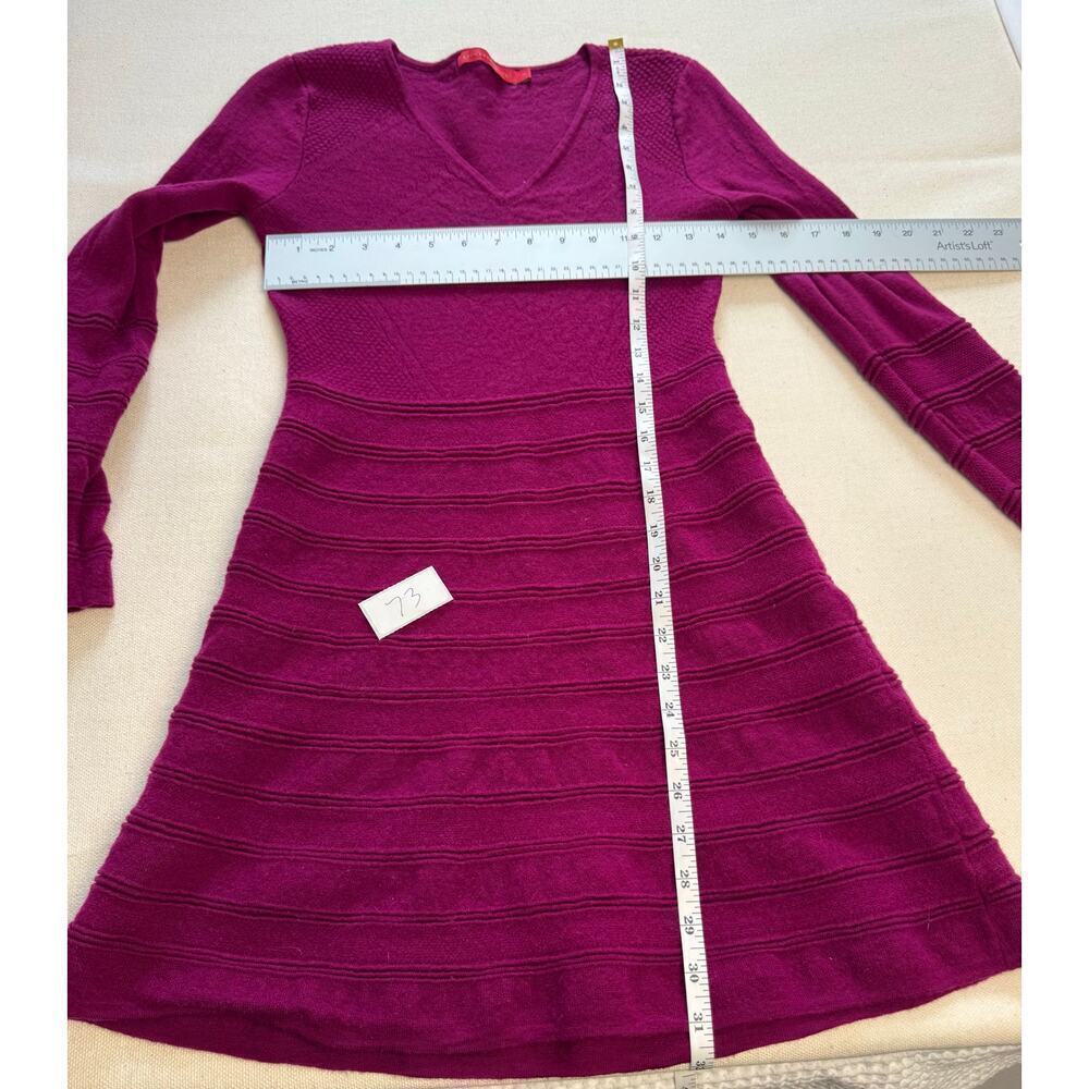 Krimson Klover Women M Fuchsia Pink Sweater Dress Merino Wool Long Sleeve Ribbed - Picture 9 of 10